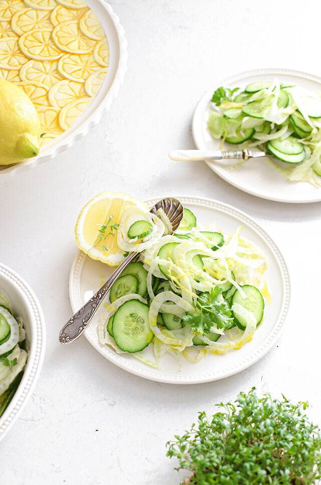 Venkel salade met komkommer, peterselie & citroen